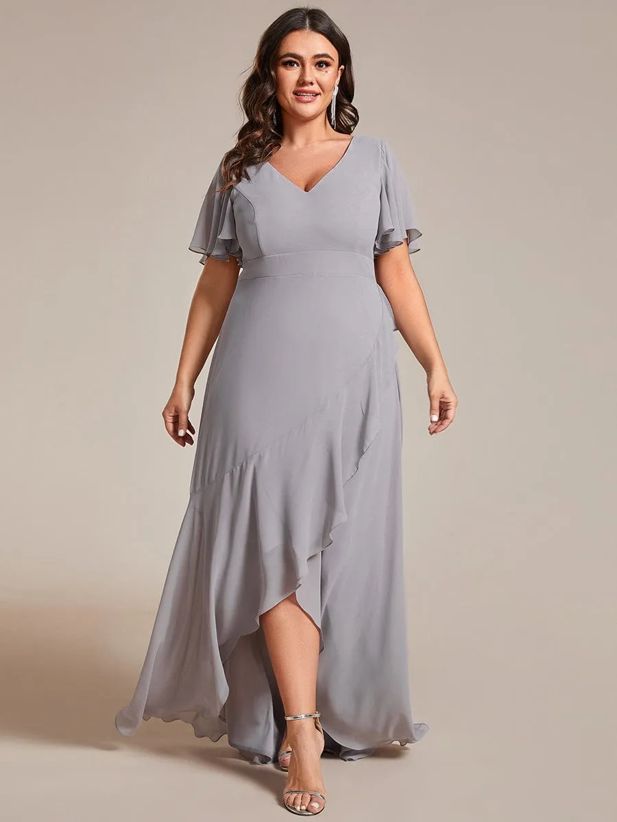 Charming Chiffon Bridesmaid Dress with Lotus Leaf Hemline