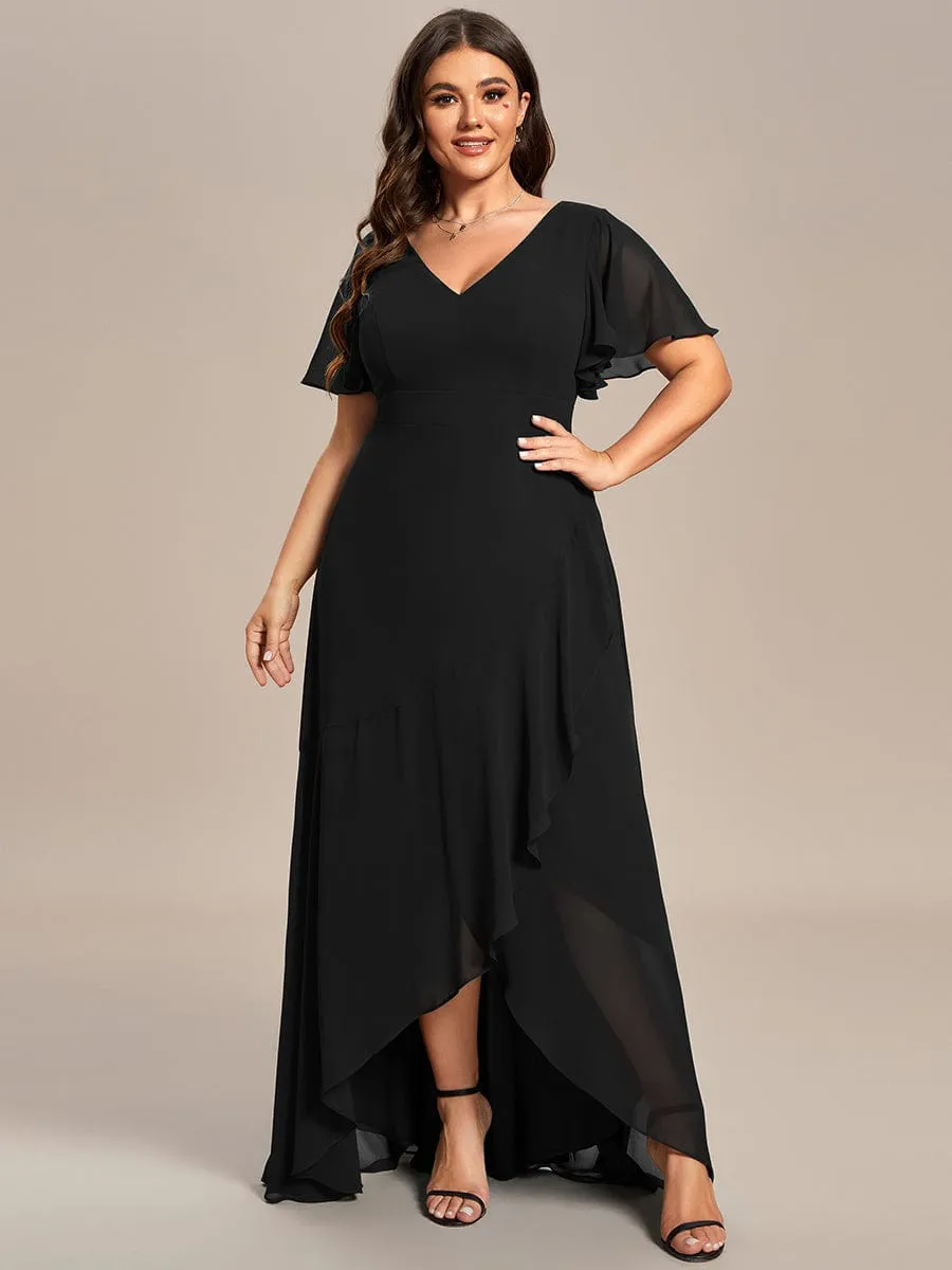 Charming Chiffon Bridesmaid Dress with Lotus Leaf Hemline