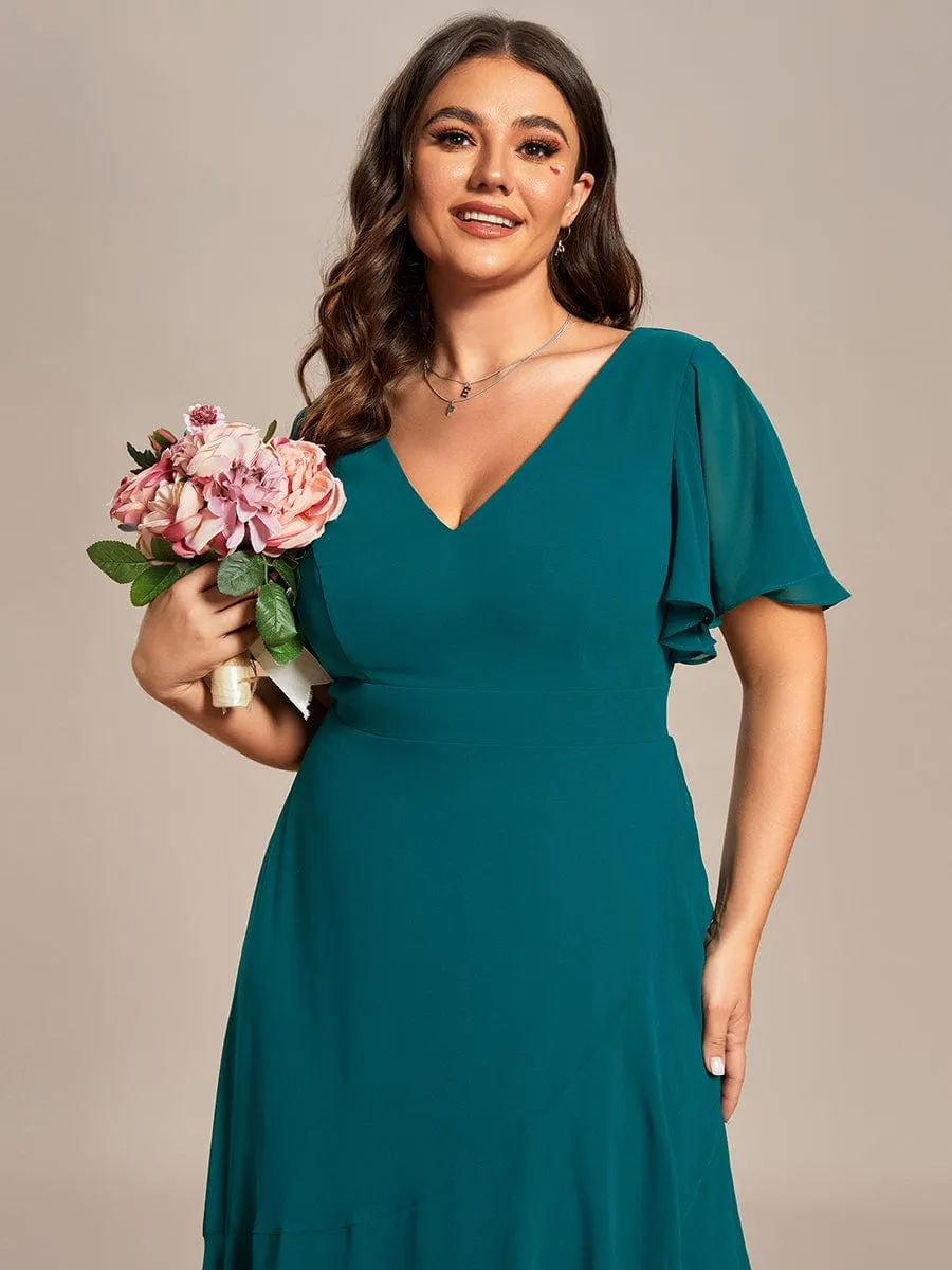 Charming Chiffon Bridesmaid Dress with Lotus Leaf Hemline