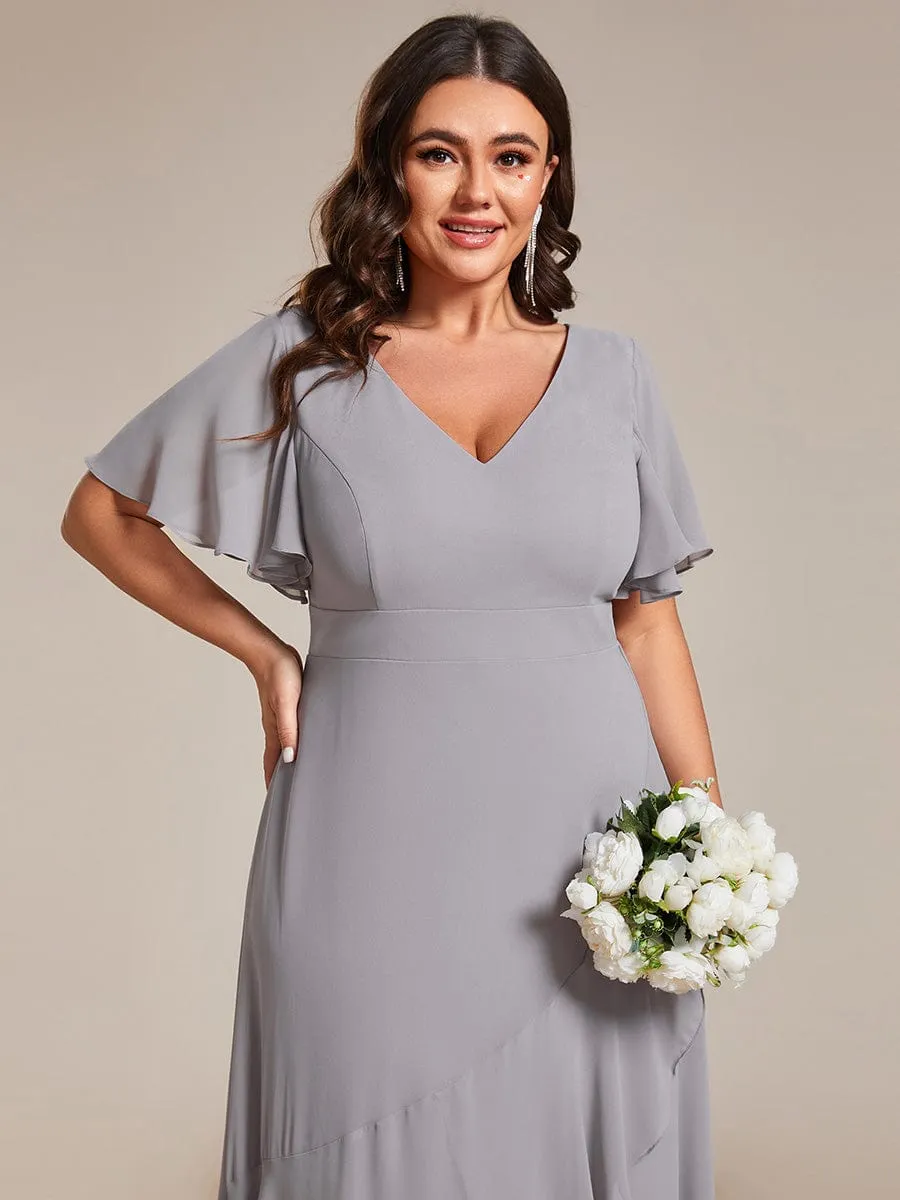 Charming Chiffon Bridesmaid Dress with Lotus Leaf Hemline