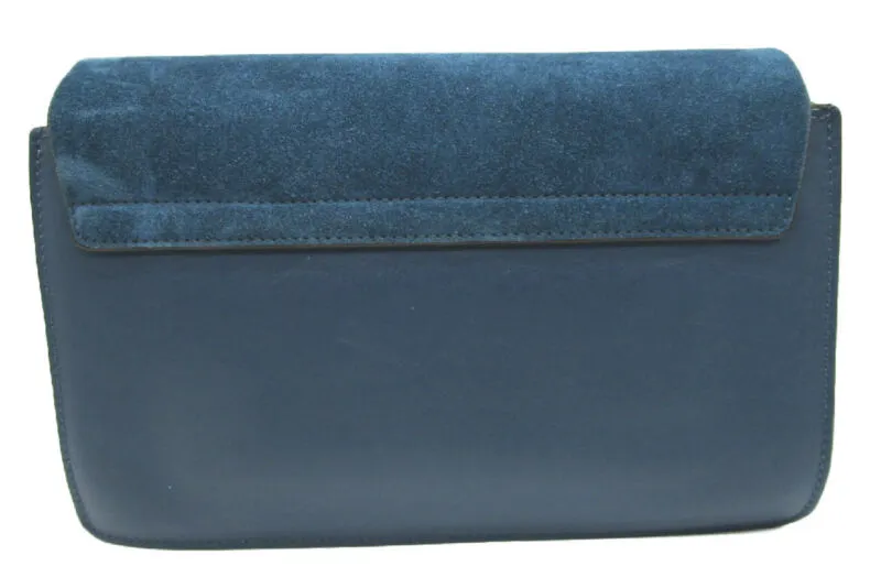 Chloe Faye New Small Majolica Suede Blue Leather Crossbody