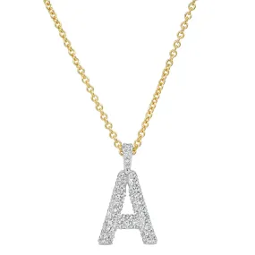 Diamond Puffy Initial Necklace