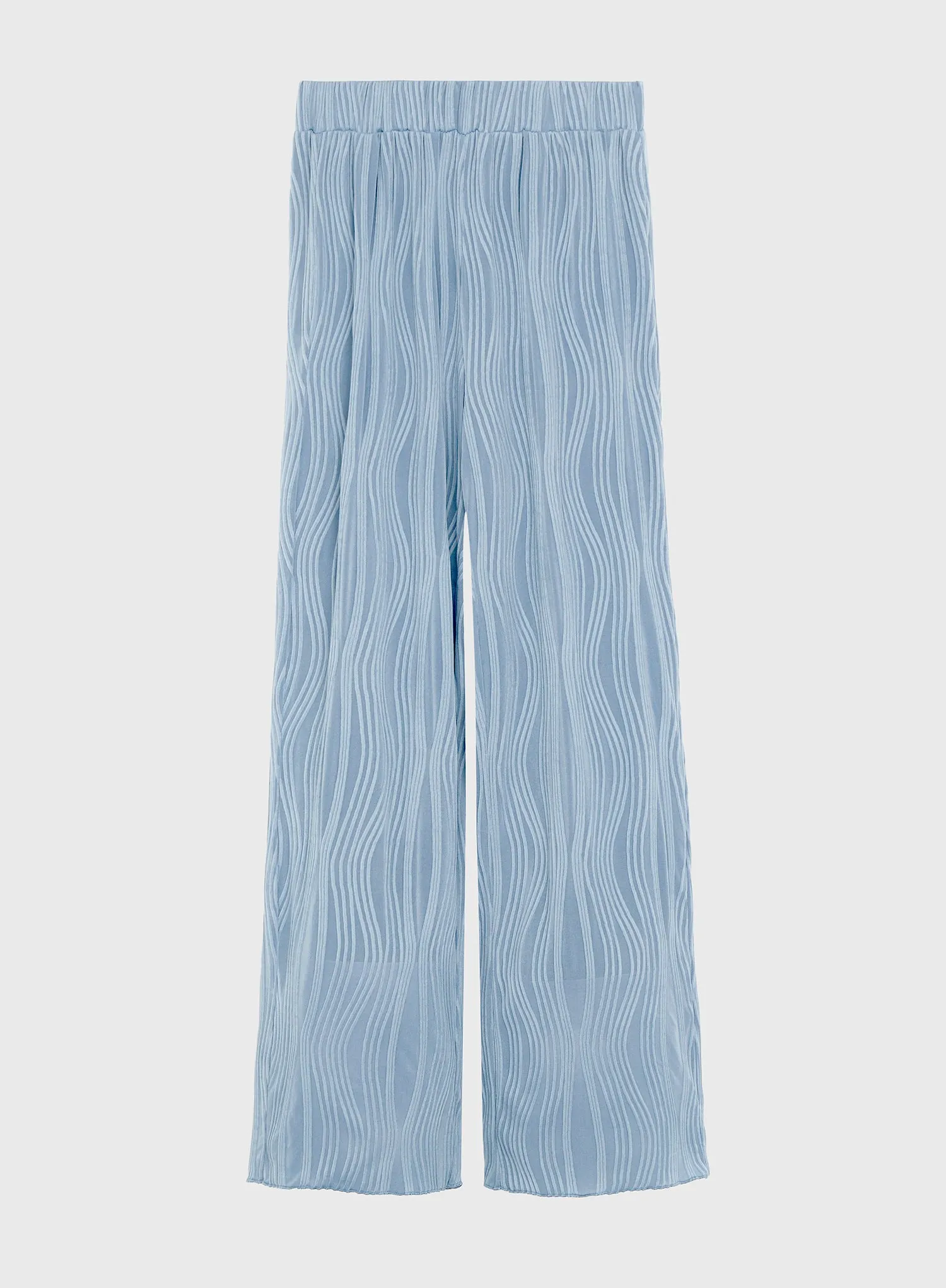 Dusty Blue Relaxed Plisse Trouser - Tela