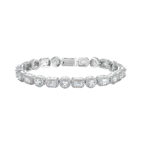 Emerald Cut Mix Clustered Moissanite Tennis Bracelet - 7mm