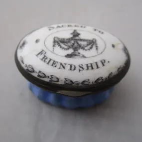 Enamel Patch Box Sacred To Friendship Antique Georgian c1800