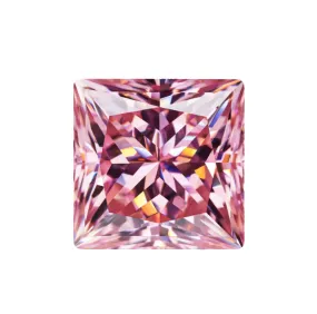 Fancy Pink Princess Cut Moissanite Stones