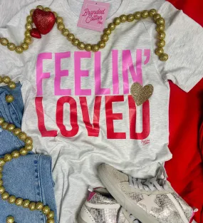 {FEELIN' LOVED} Gold Glitter Heart Oatmeal Crew Neck Tee