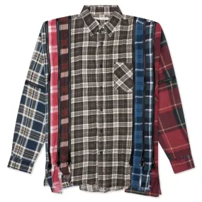 Flannel Shirt 7 Cuts Zipped Wide Shirt - Assorted