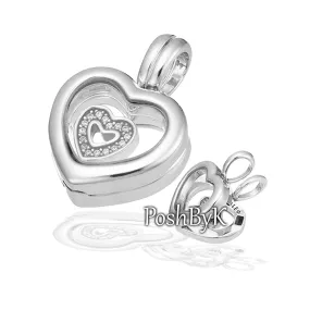 Floating Heart Locket Charm 792111CZ