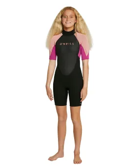 Girls Reactor II Short Arm Spring Suit Wetsuit - Black/Magenta Haze