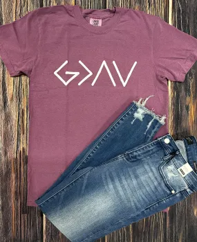 {GOD IS GREATER THAN THE HIGHS AND LOWS} Berry Crew Neck Tee