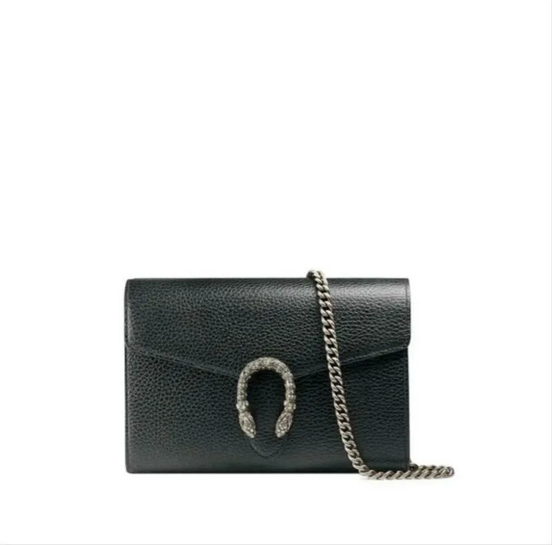 Gucci Chain Wallet Dionysus Black Leather Cross Body Bag