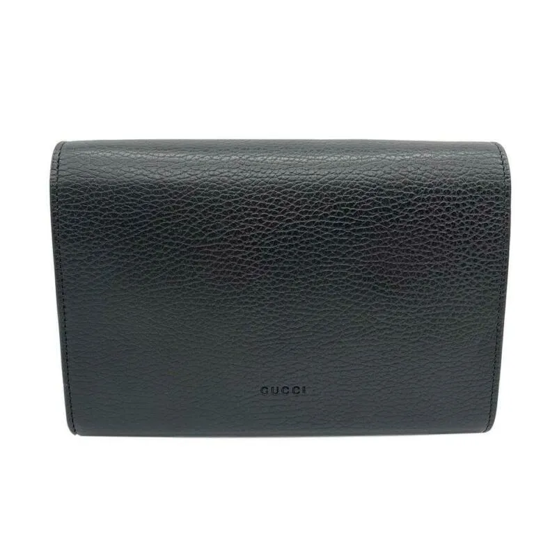 Gucci Chain Wallet Dionysus Black Leather Cross Body Bag