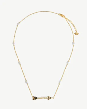 Harris Reed Shooting Arrow Pearl Necklace | 18ct Gold Plated Vermeil/Pearl