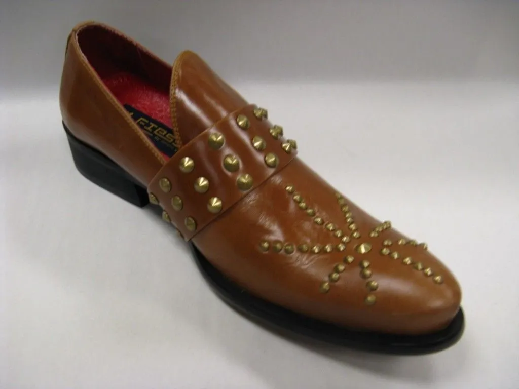 Hot!! Fiesso New Tan Leather Shoes with Studs FI 8617