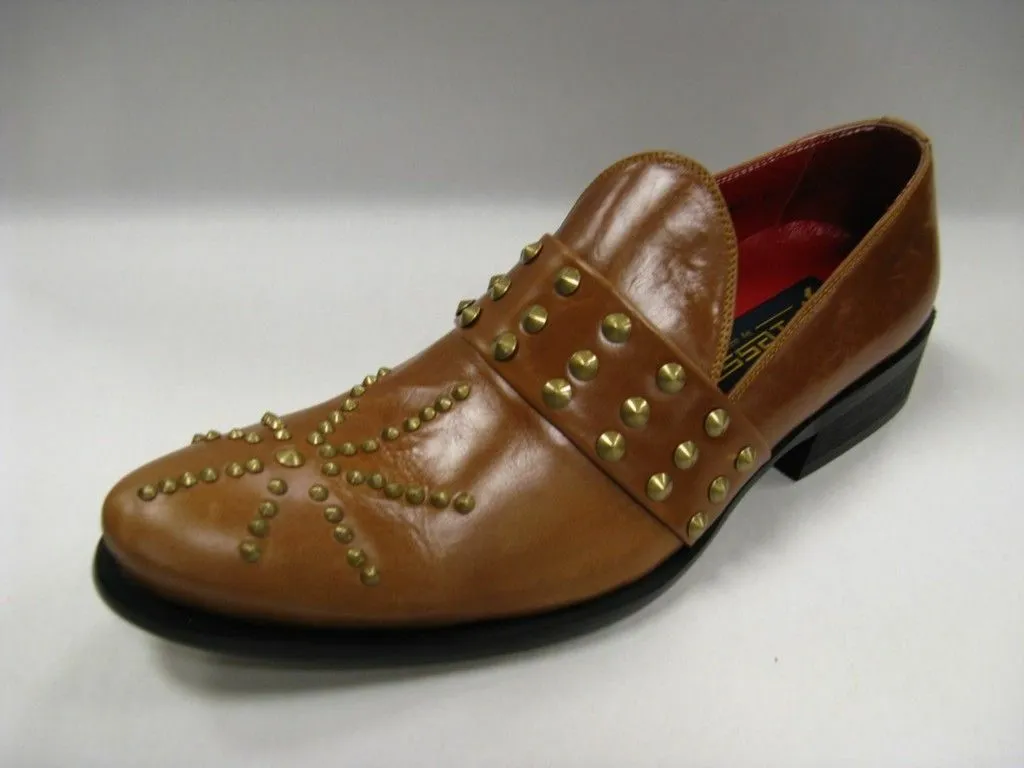 Hot!! Fiesso New Tan Leather Shoes with Studs FI 8617