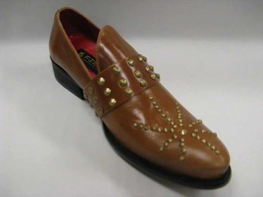 Hot!! Fiesso New Tan Leather Shoes with Studs FI 8617