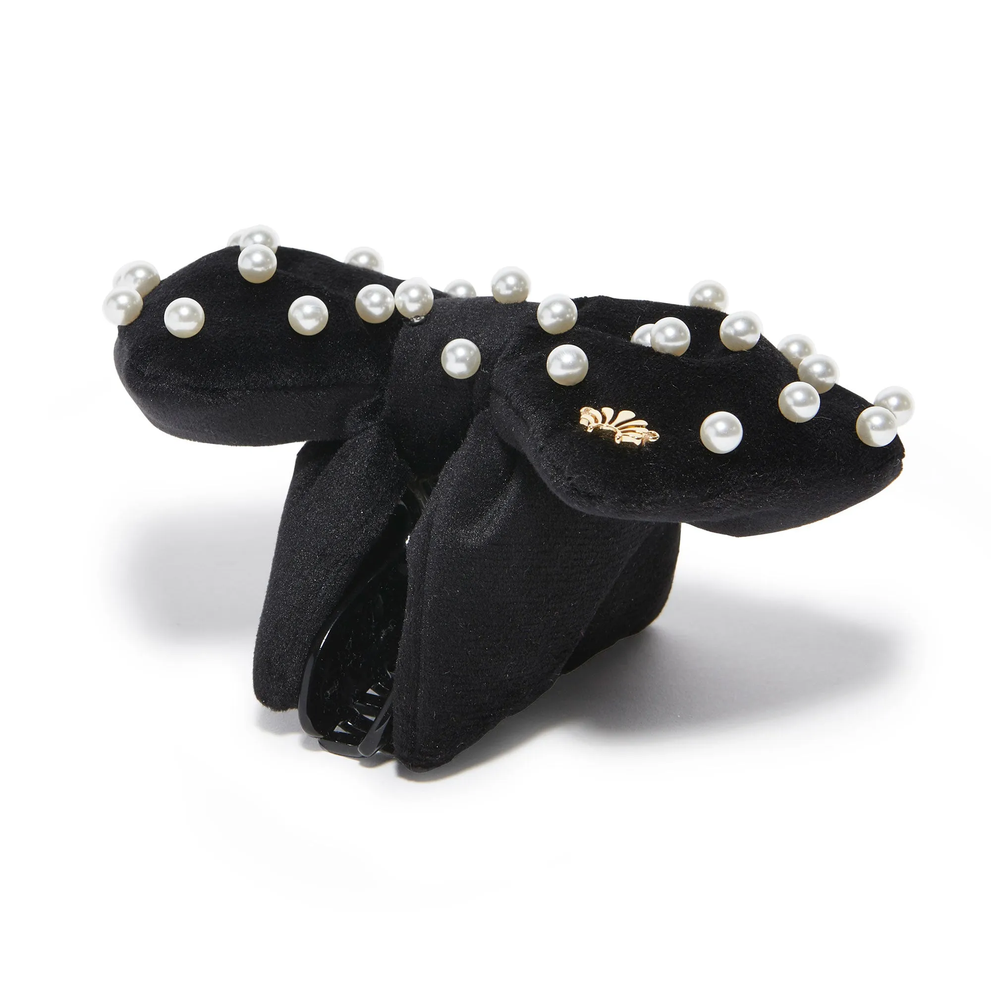 JET PEARL VELVET SIMONE BOW CLIP