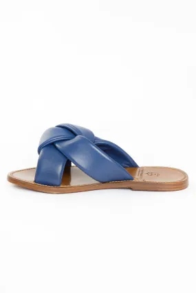 KNOTTED SANDAL IN ITALIAN LEATHER COBALT - SIZE 39