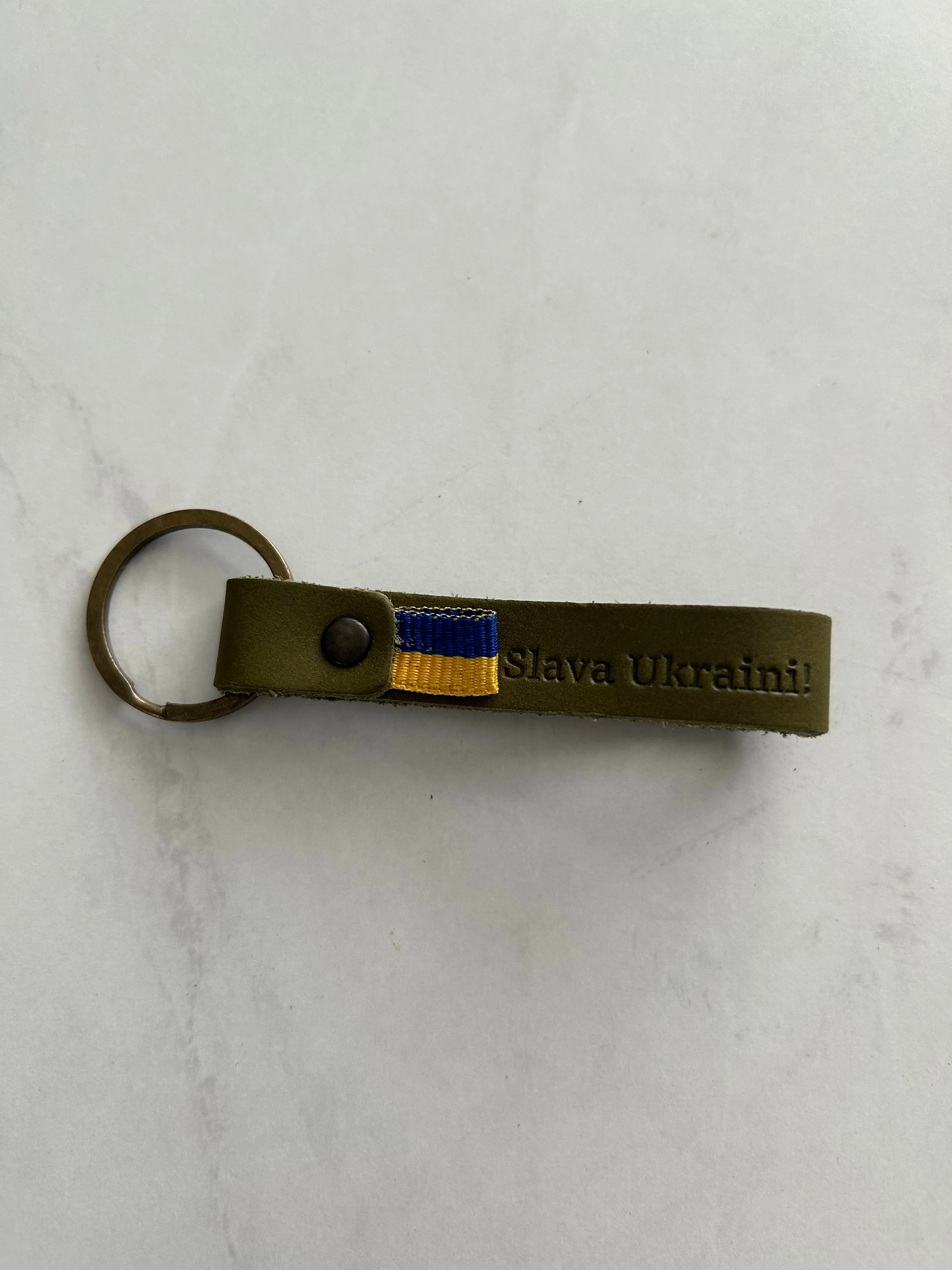 Leather Strap Keychain-“Slava Ukrainian!”