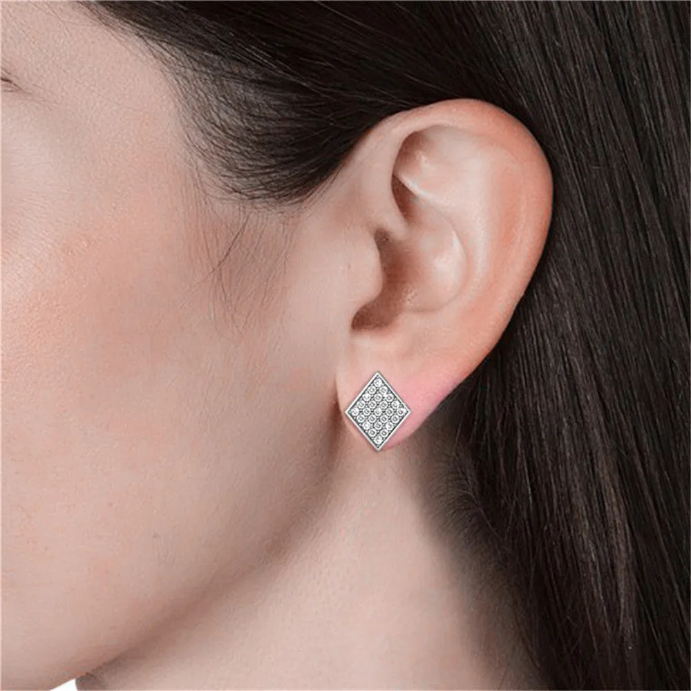 Lennon18k White Gold Plated Diamond Shaped Stud Earrings