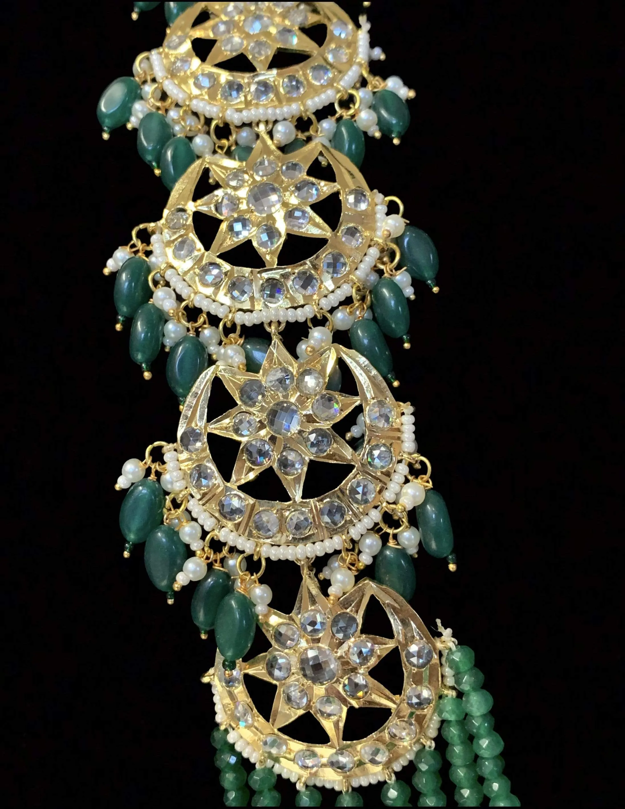 LN82 Darika Multi brooch necklace set ( GREEN ) ( SHIPS IN 4 WEEKS  )