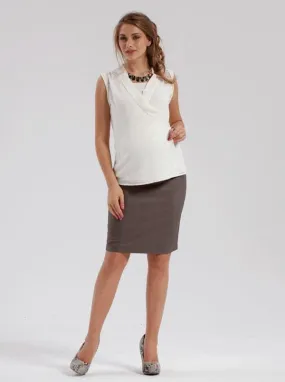 Maternity Skirt in Classic Straight Cut - Taupe