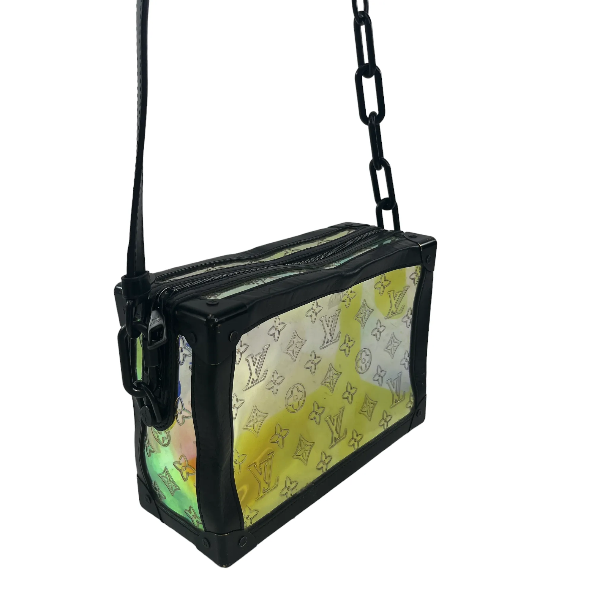 Men's Iridescent Prism Monogram Soft Trunk Bag Bag Black