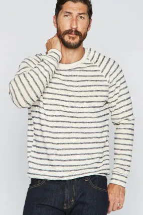 Men's Slub Jersey Pullover Sweater - Navy/Cream Stripe