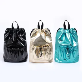 metals / shiny drawstring bag