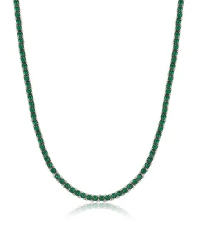 Mini Ballier Necklace- Emerald Green- Silver