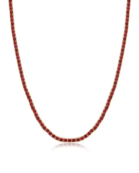 Mini Ballier Necklace- Ruby Red- Gold