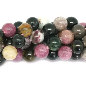 Multi Tourmaline 10mm Round Large Hole Beads - 8-inch