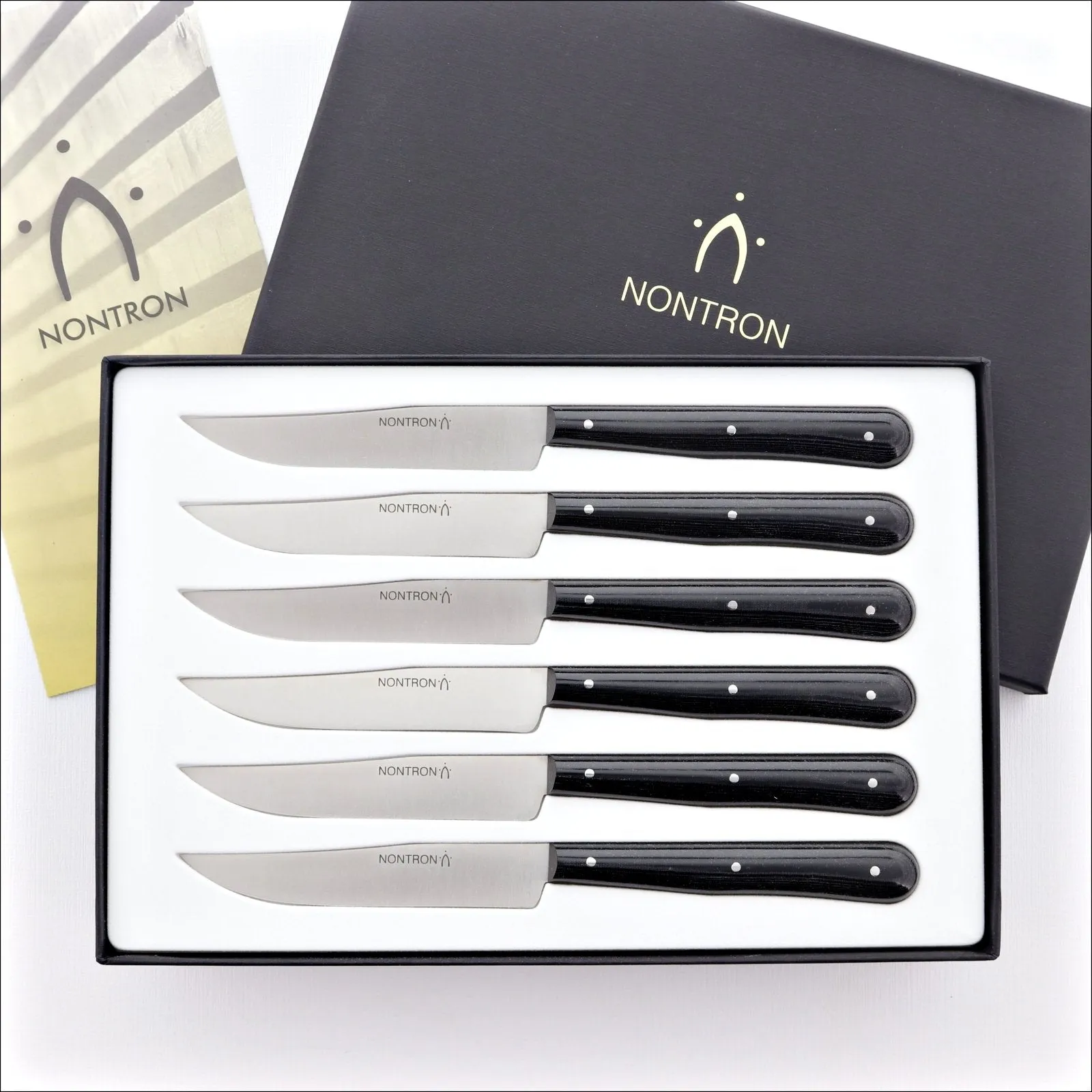 Nontron Steak Knives Black Compressed Fabric