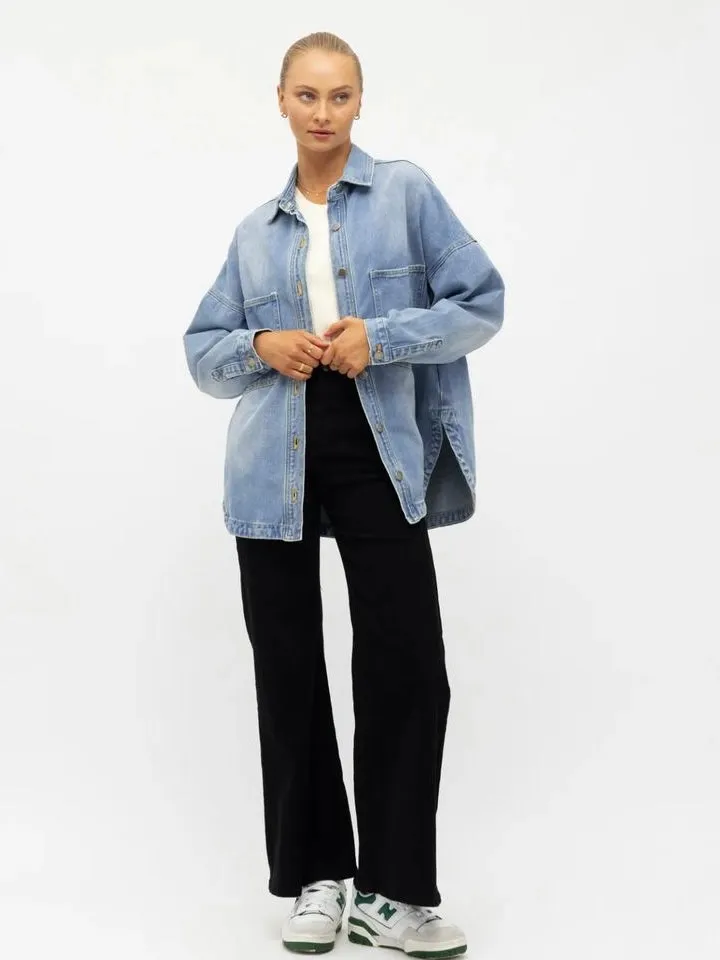 Oversized Denim Jacket - Blue