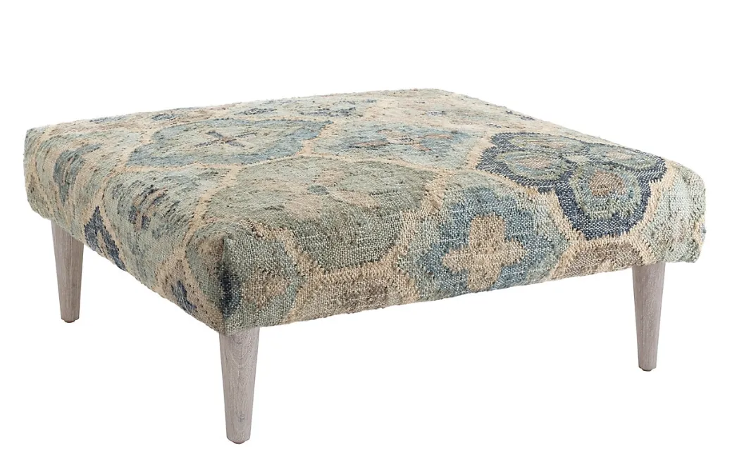 Pali Blue Rug Ottoman - Final Sale 30% off