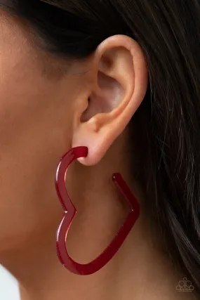 Paparazzi Heart-Throbbing Twinkle - Red Hoop Earrings