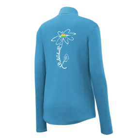 Pickleball Flower (Rainbow or White) | Women’s 1/4 Zip Athletic Shirt | 100% Polyester