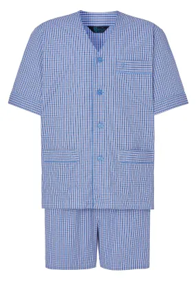 Pijama Hombre Corto Judo Popelín Cuadros - Azul 4535_30