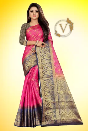 Pink Banarasi Silk Designer Saree