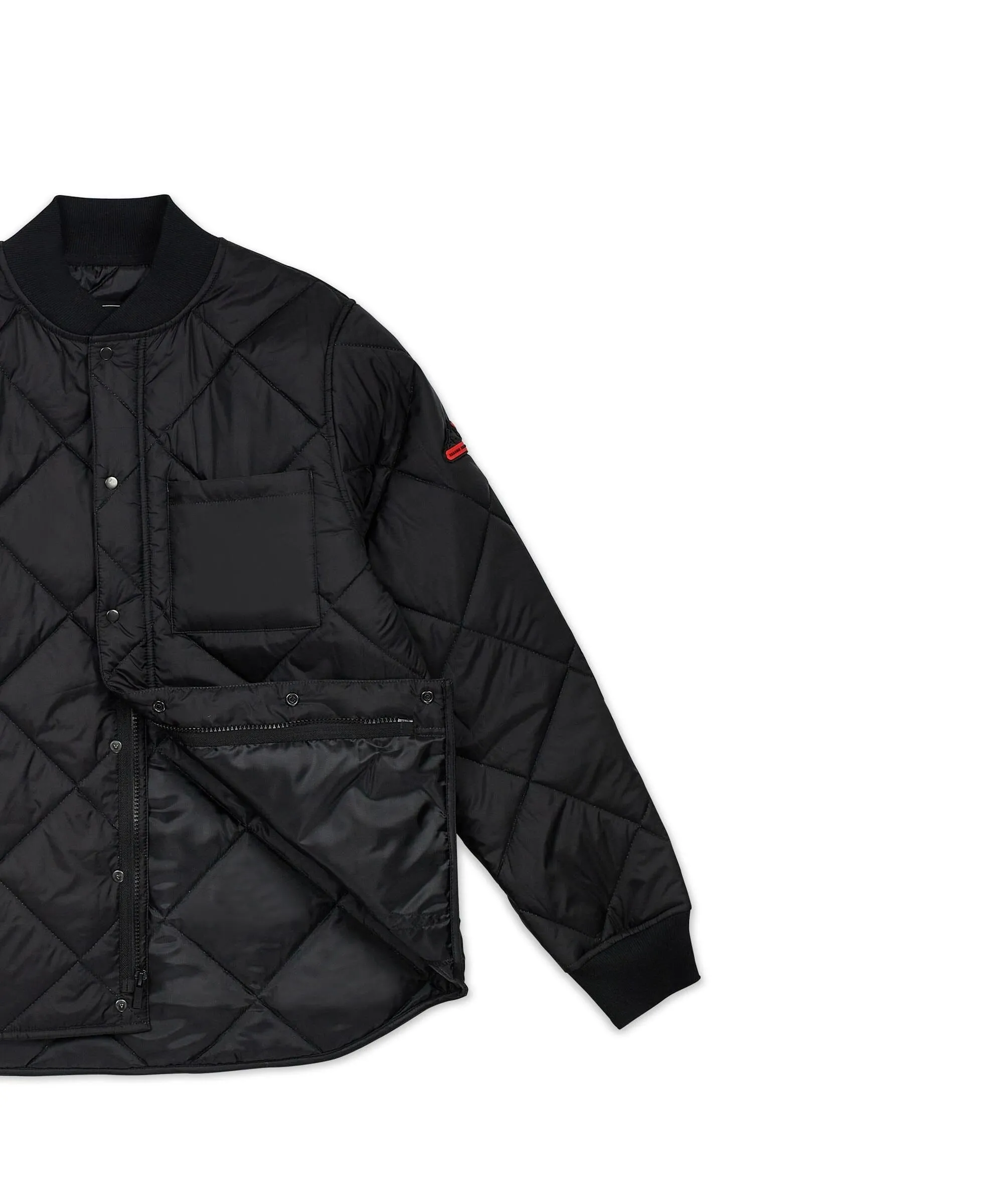 Quilted Shirt Jacket With Lining - Black