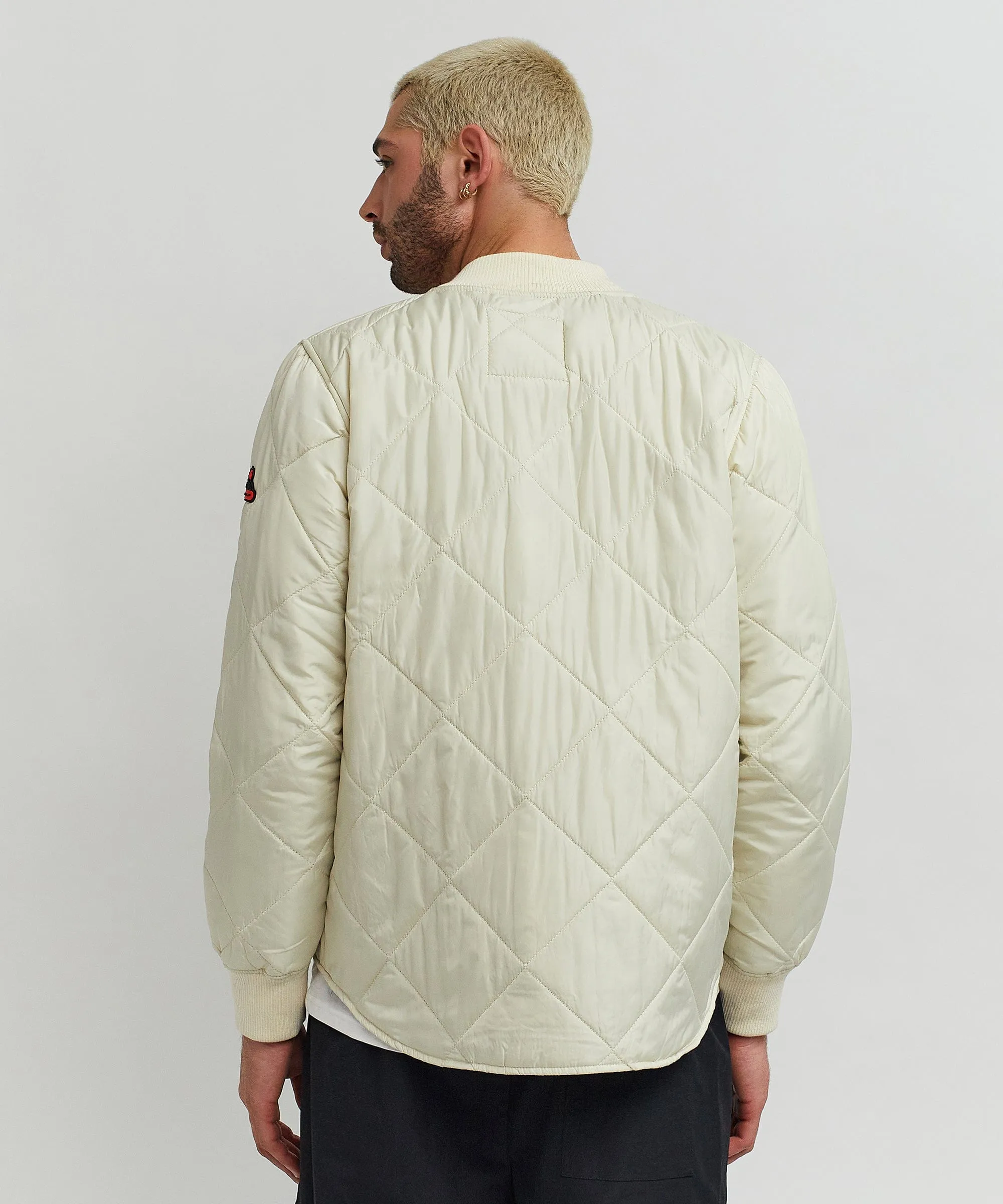 Quilted Shirt Jacket With Lining - Oatmeal