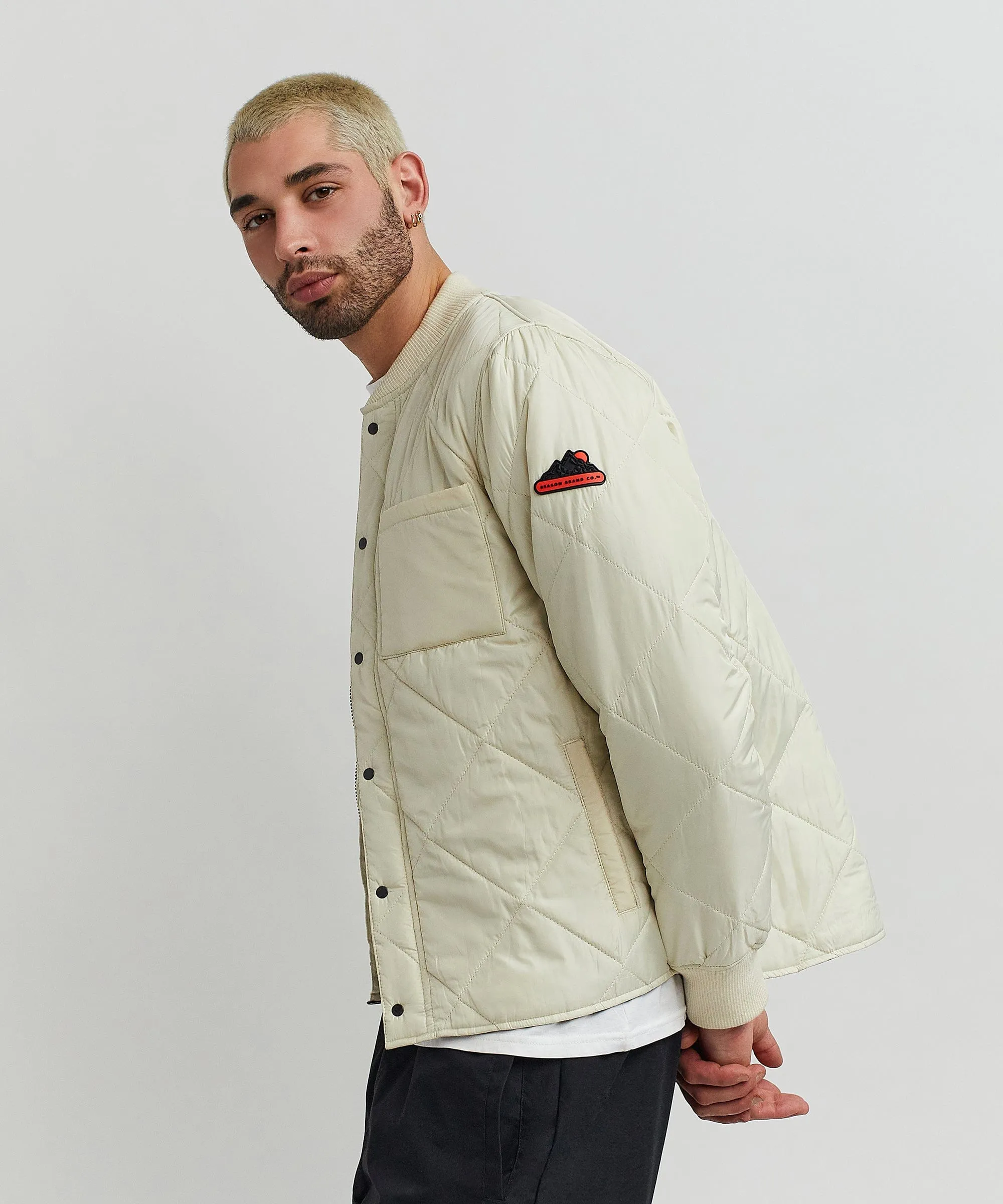 Quilted Shirt Jacket With Lining - Oatmeal