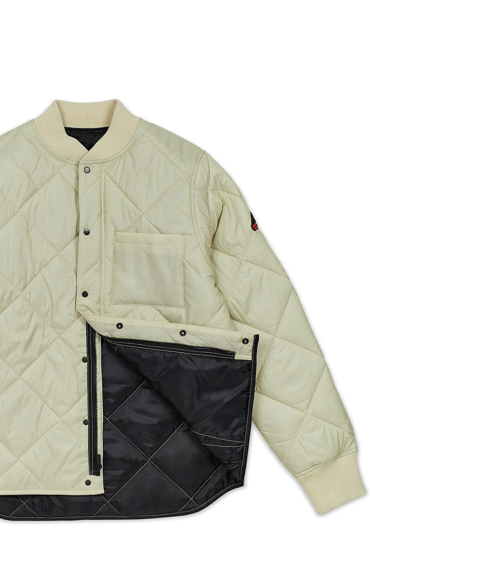 Quilted Shirt Jacket With Lining - Oatmeal