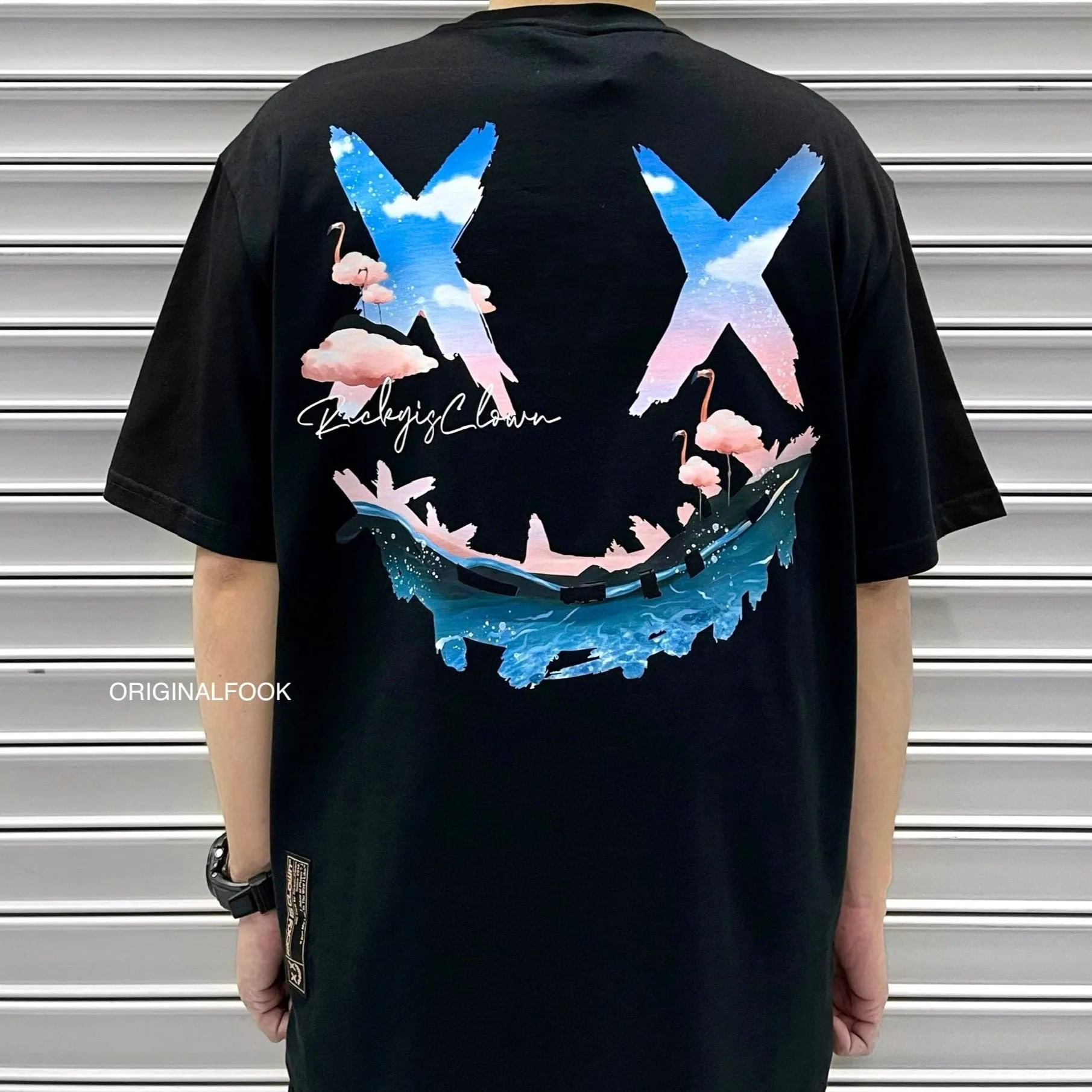 Rickyisclown [RIC] Flamingo Smiley Tee Black [R11220828h-L7]