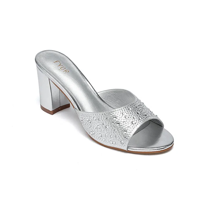 Shiny upper Embellished Mule HL 180