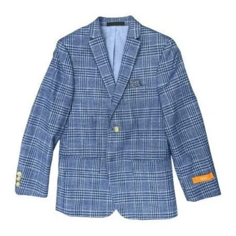 Tallia Boys Blue/Navy Plaid Sports Jacket_XZ0040