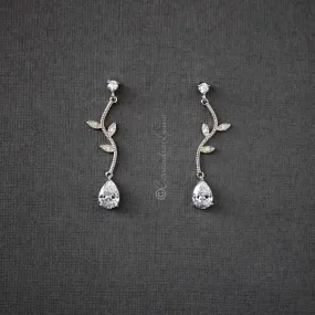 Vine Drop CZ Bridal Earrings