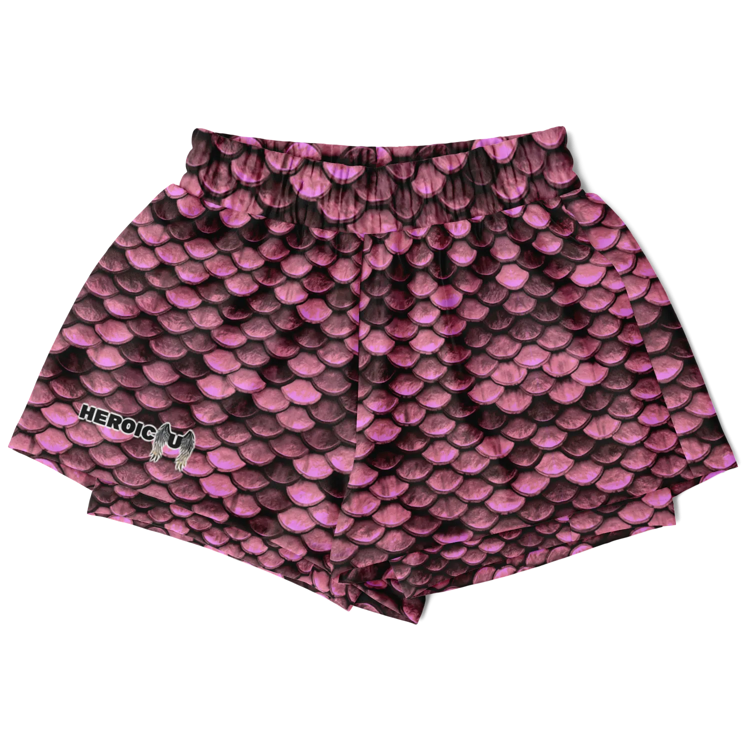 Women's 2-in-1 Shorts - Pink Dragon Skin Pattern for 2023