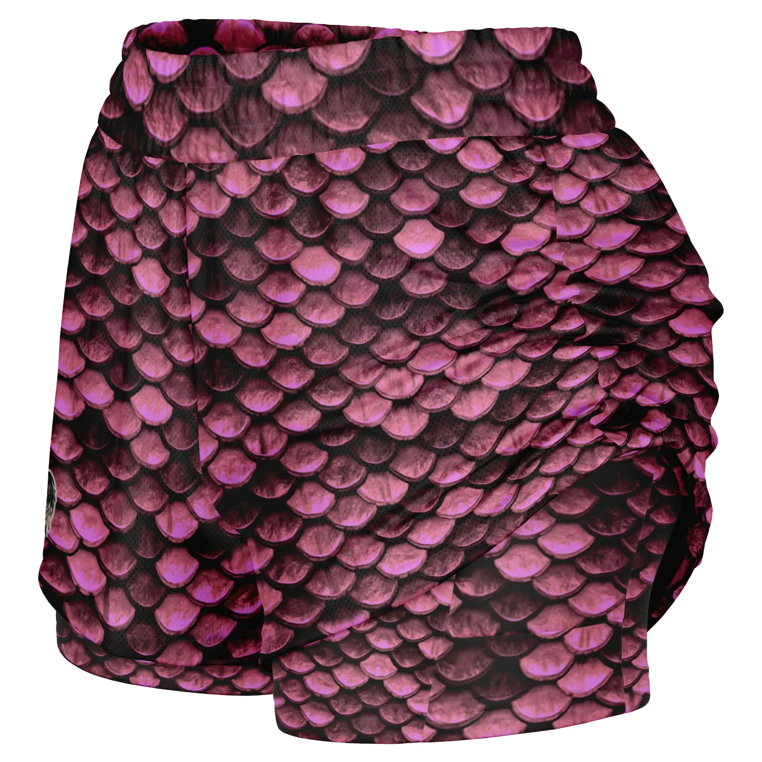 Women's 2-in-1 Shorts - Pink Dragon Skin Pattern for 2023